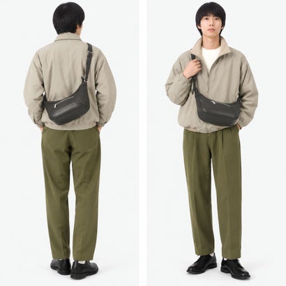 正規取扱店 ショルダーバッグ メンズ レディース ブランド レザー 牛革 肩かけ 斜めがけ コンパクト 舟形 シンプル 大人 ヴィンテージ風 高級感 日本製 A5 アルティザンレザー 36-03002 （チャコールグレー）｜詳細画像