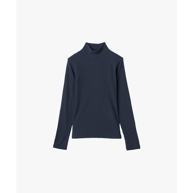 ハイネック 長袖 Tシャツ ”Vian” （ネイビー）