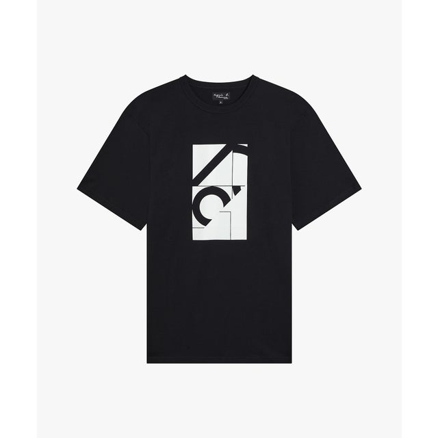メンズ プリント オーガニックコットン 半袖 アーティストTシャツ ”Bertrand Loube” （ブラック）
