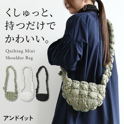 ショルダーバッグ キルティング レディース バッグ 2way ハンドバッグ ギャザー くしゅくしゅ ショルダー 長さ調節 肩掛け 斜めがけ 手持ち ファスナーポケット 小さめ 大人 カジュアル デイリ （ブラック）｜詳細画像