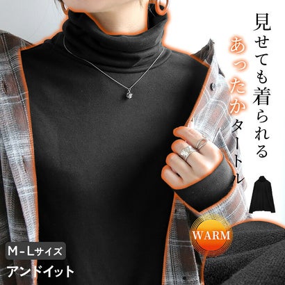 裏起毛 両面起毛 タートルネック 長袖 カットソー レディース トップス インナー ハイネック あったか 暖かい 防寒 レイヤード 重ね着 無地 秋冬 Tシャツ 黒 冬インナー 着回し 暖か 冬コーデ （ブラック）｜詳細画像