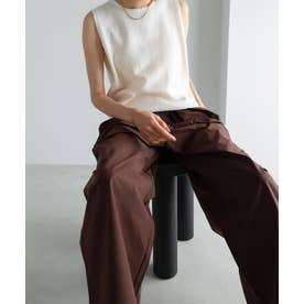 アンドミー andme タフタ タック ワイド パンツ （チョコレート