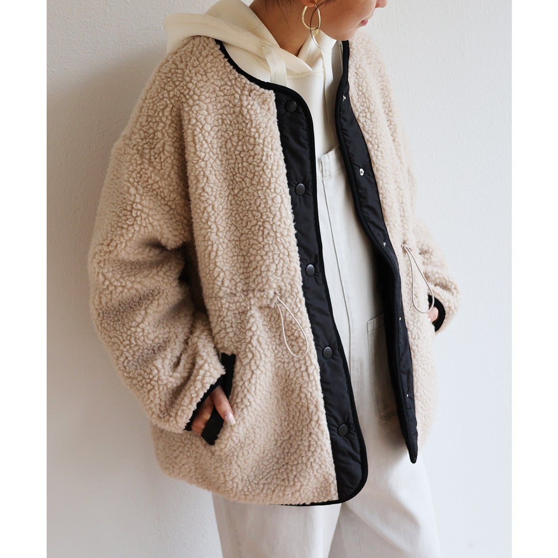 andmary Miffy boa jacket beige ボアセットアップ+nikita.wp