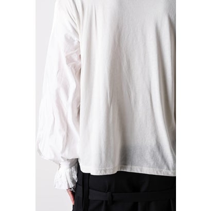 ALREK RELAX FIT BOXY T-SHIRT WITH COTTON SHIRT SLEEVES AND LACE RUFFLES（Ivory）｜詳細画像