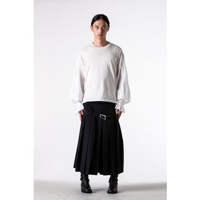 ALREK RELAX FIT BOXY T-SHIRT WITH COTTON SHIRT SLEEVES AND LACE RUFFLES（Ivory）｜詳細画像