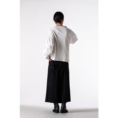 ALREK RELAX FIT BOXY T-SHIRT WITH COTTON SHIRT SLEEVES AND LACE RUFFLES（Ivory）｜詳細画像