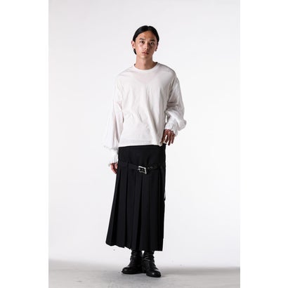 ALREK RELAX FIT BOXY T-SHIRT WITH COTTON SHIRT SLEEVES AND LACE RUFFLES（Ivory）｜詳細画像