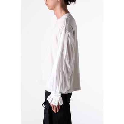 ALREK RELAX FIT BOXY T-SHIRT WITH COTTON SHIRT SLEEVES AND LACE RUFFLES（Ivory）｜詳細画像
