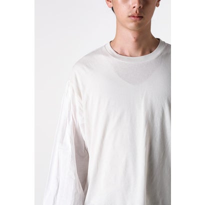 ALREK RELAX FIT BOXY T-SHIRT WITH COTTON SHIRT SLEEVES AND LACE RUFFLES（Ivory）｜詳細画像