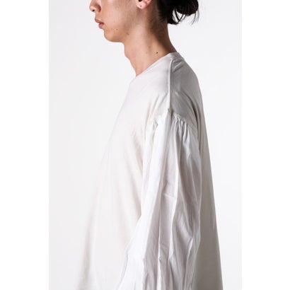 ALREK RELAX FIT BOXY T-SHIRT WITH COTTON SHIRT SLEEVES AND LACE RUFFLES（Ivory）｜詳細画像