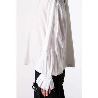 ALREK RELAX FIT BOXY T-SHIRT WITH COTTON SHIRT SLEEVES AND LACE RUFFLES（Ivory）｜詳細画像