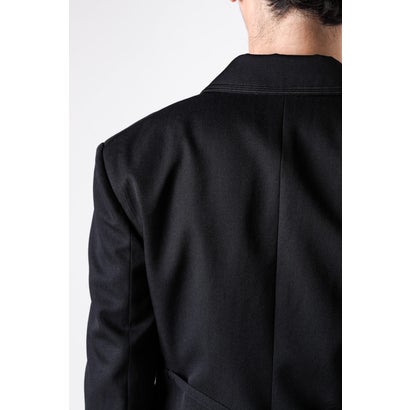 PETON DESTRUCTURED SLIM FIT CONTRAST EDGE BLAZER WITH EMBROIDERED EMBLEM（Black）｜詳細画像