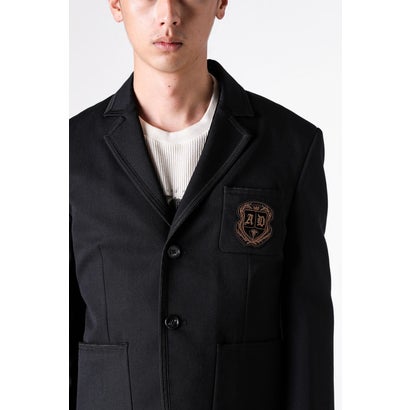 PETON DESTRUCTURED SLIM FIT CONTRAST EDGE BLAZER WITH EMBROIDERED EMBLEM（Black）｜詳細画像