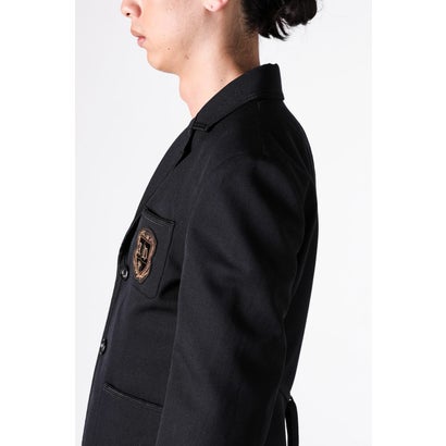 PETON DESTRUCTURED SLIM FIT CONTRAST EDGE BLAZER WITH EMBROIDERED EMBLEM（Black）｜詳細画像