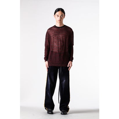 RACIN CREW NECK LIGHT SWEATER（Black/Red）｜詳細画像