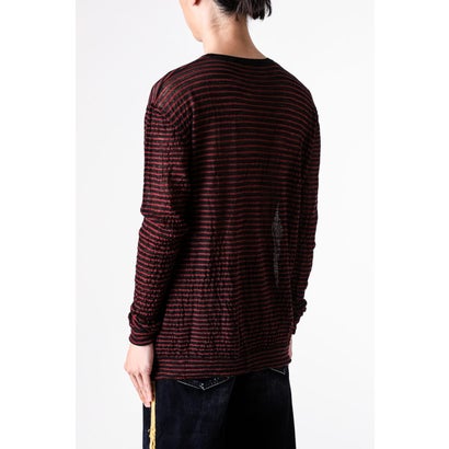 RACIN CREW NECK LIGHT SWEATER（Black/Red）｜詳細画像