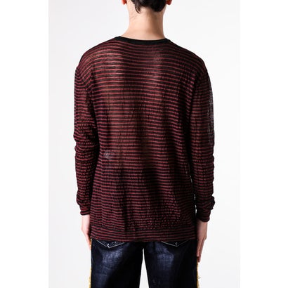 RACIN CREW NECK LIGHT SWEATER（Black/Red）｜詳細画像