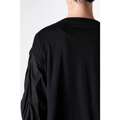 ALREK RELAX FIT BOXY T-SHIRT WITH COTTON SHIRT SLEEVES AND LACE RUFFLES（Black）｜詳細画像