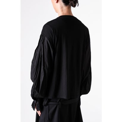 ALREK RELAX FIT BOXY T-SHIRT WITH COTTON SHIRT SLEEVES AND LACE RUFFLES（Black）｜詳細画像