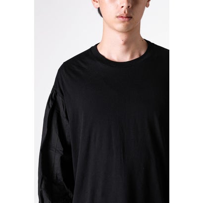 ALREK RELAX FIT BOXY T-SHIRT WITH COTTON SHIRT SLEEVES AND LACE RUFFLES（Black）｜詳細画像