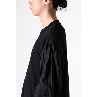 ALREK RELAX FIT BOXY T-SHIRT WITH COTTON SHIRT SLEEVES AND LACE RUFFLES（Black）｜詳細画像