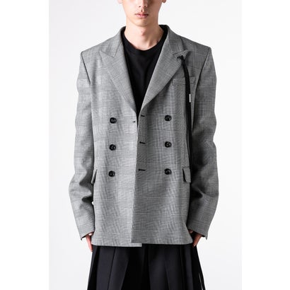 WALDUS PICK LAPEL DOUBLE BREASTED TAILORED JACKET（Black/White）｜詳細画像