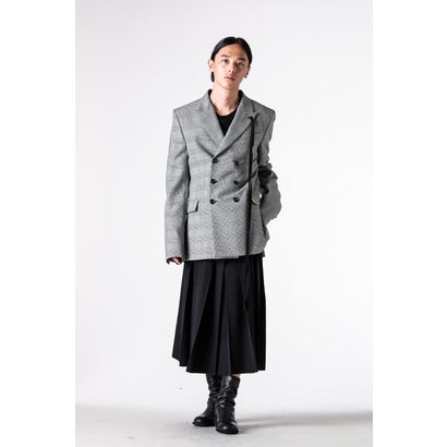 WALDUS PICK LAPEL DOUBLE BREASTED TAILORED JACKET（Black/White）｜詳細画像