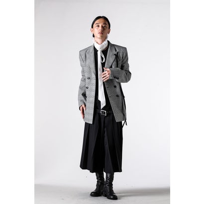 WALDUS PICK LAPEL DOUBLE BREASTED TAILORED JACKET（Black/White）｜詳細画像