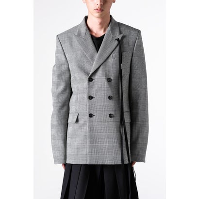 WALDUS PICK LAPEL DOUBLE BREASTED TAILORED JACKET（Black/White）｜詳細画像