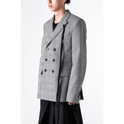 WALDUS PICK LAPEL DOUBLE BREASTED TAILORED JACKET（Black/White）｜詳細画像