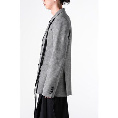 WALDUS PICK LAPEL DOUBLE BREASTED TAILORED JACKET（Black/White）｜詳細画像
