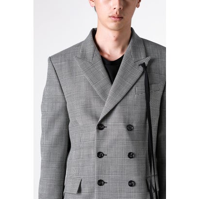 WALDUS PICK LAPEL DOUBLE BREASTED TAILORED JACKET（Black/White）｜詳細画像