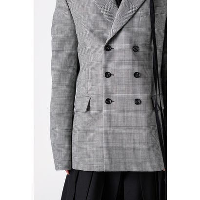 WALDUS PICK LAPEL DOUBLE BREASTED TAILORED JACKET（Black/White）｜詳細画像
