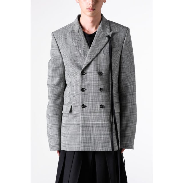 WALDUS PICK LAPEL DOUBLE BREASTED TAILORED JACKET（Black/White）