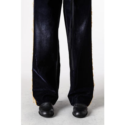 HANNO 5-POCKETS STRAIGHT LEG LOOSE TROUSERS WITH SIDE BANDS（Navy）｜詳細画像