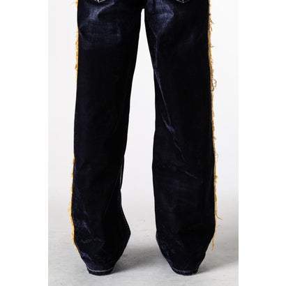 HANNO 5-POCKETS STRAIGHT LEG LOOSE TROUSERS WITH SIDE BANDS（Navy）｜詳細画像