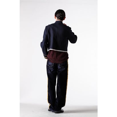 HANNO 5-POCKETS STRAIGHT LEG LOOSE TROUSERS WITH SIDE BANDS（Navy）｜詳細画像