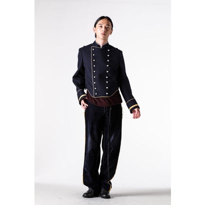HANNO 5-POCKETS STRAIGHT LEG LOOSE TROUSERS WITH SIDE BANDS（Navy）｜詳細画像