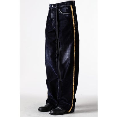 HANNO 5-POCKETS STRAIGHT LEG LOOSE TROUSERS WITH SIDE BANDS（Navy）｜詳細画像