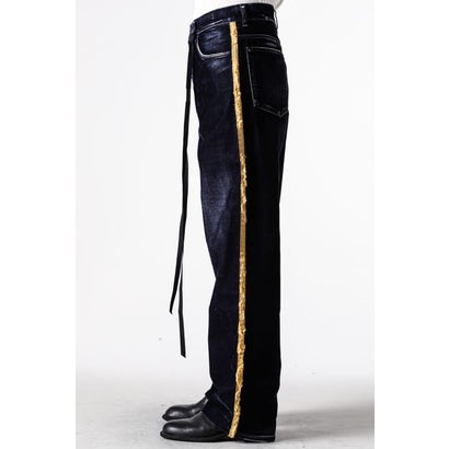 HANNO 5-POCKETS STRAIGHT LEG LOOSE TROUSERS WITH SIDE BANDS（Navy）｜詳細画像