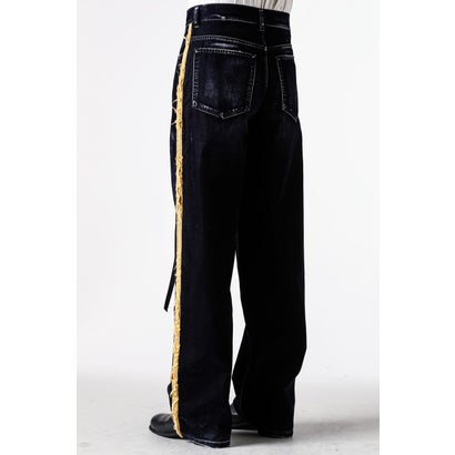 HANNO 5-POCKETS STRAIGHT LEG LOOSE TROUSERS WITH SIDE BANDS（Navy）｜詳細画像