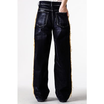 HANNO 5-POCKETS STRAIGHT LEG LOOSE TROUSERS WITH SIDE BANDS（Navy）｜詳細画像