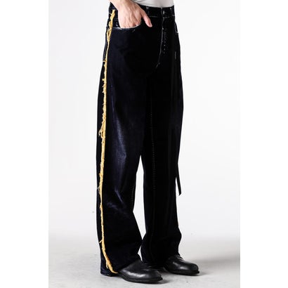 HANNO 5-POCKETS STRAIGHT LEG LOOSE TROUSERS WITH SIDE BANDS（Navy）｜詳細画像