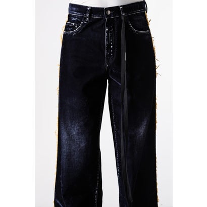 HANNO 5-POCKETS STRAIGHT LEG LOOSE TROUSERS WITH SIDE BANDS（Navy）｜詳細画像