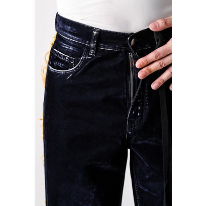 HANNO 5-POCKETS STRAIGHT LEG LOOSE TROUSERS WITH SIDE BANDS（Navy）｜詳細画像