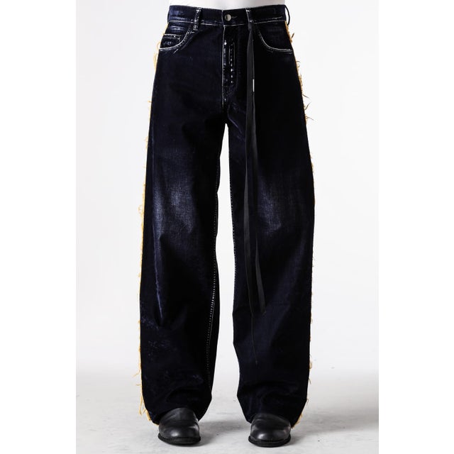 HANNO 5-POCKETS STRAIGHT LEG LOOSE TROUSERS WITH SIDE BANDS（Navy）