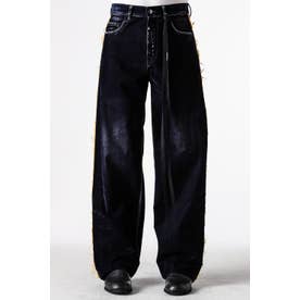 HANNO 5-POCKETS STRAIGHT LEG LOOSE TROUSERS WITH SIDE BANDS（Navy）