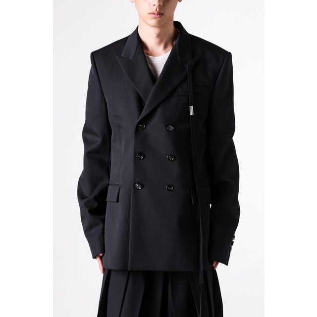 WALDUS PICK LAPEL DOUBLE BREASTED TAILORED JACKET（Black）