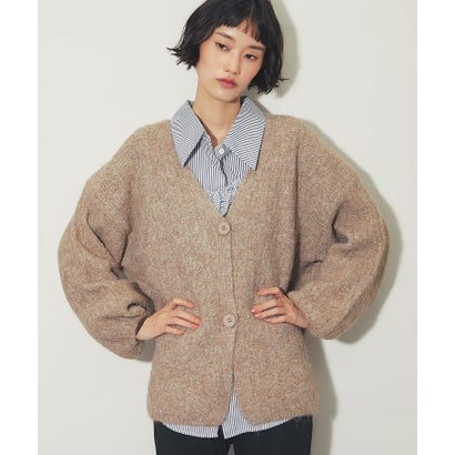 アナザーエス ANOTHER S ウール混ルーズシルエットVネックカーディガン （ベージュ）｜詳細画像