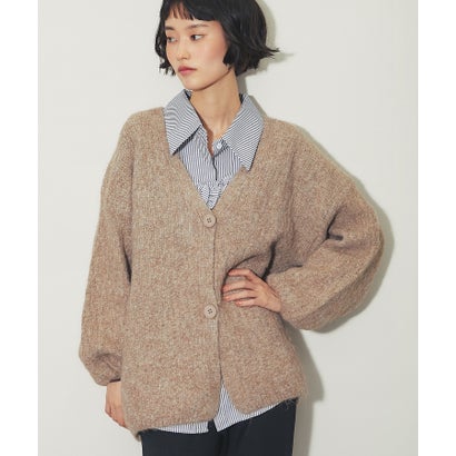 アナザーエス ANOTHER S ウール混ルーズシルエットVネックカーディガン （ベージュ）｜詳細画像
